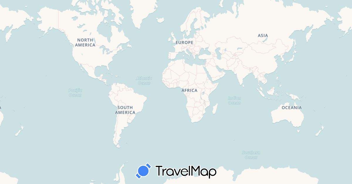 TravelMap itinerary: plane, train in Spain, Ireland, United States (Europe, North America)